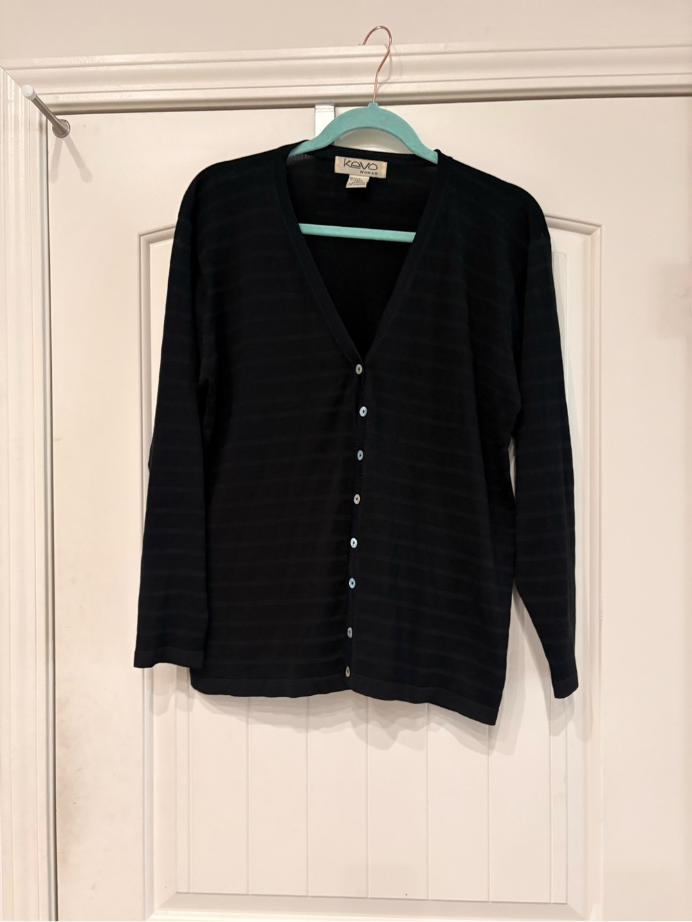 Black Button-Front V-Neck Women's Sweater